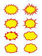 促销爆炸云标签矢量红黄文本框