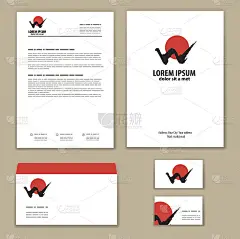 企业形象山和太阳。字母W