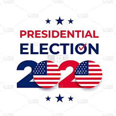 2020年美国总统选举横幅。设计的标志。用爱国之星投票2020年。矢量插图。在白色背景上隔离