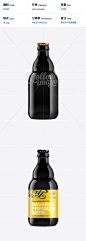 10423 Black Glass Beer Bottle 330ml 黑色透明啤酒瓶酒标产品包装样机展示素材 yellow images