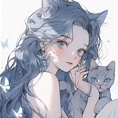 女生头像·温柔蓝猫少女
