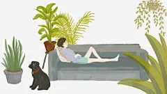 卡通手绘躺在沙发上睡觉的女 设计图片 免费下载 页面网页 平面电商 创意素材