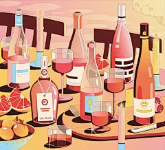 Editorial Illustration wine illustration winery wine germany German wine Wine Bottle festive season festive dining room