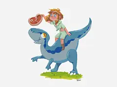 骑着恐龙的小孩_新图网 https://ixintu.com 卡通 卡通元素 故事插画 儿童插画 恐龙 小孩