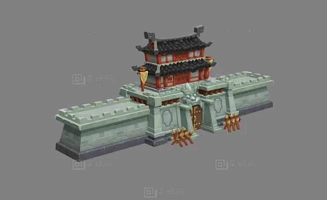 卡通城墙 古代城墙 战场 城楼 关卡 - 综合模型 蛮蜗网-花瓣网