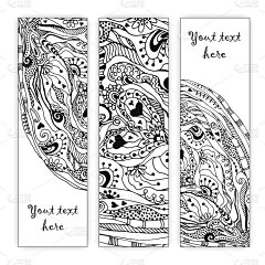 抽象矢量手画心形图案卡套。