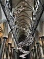 Michael Pendry’s Les Colombes; 2,500 white origami doves flying the length of Salisbury Cathedral’s nave.