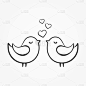 手绘的爱情鸟。情侣相爱，情人节的象征。情人节设计的草图元素