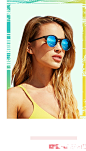 Clandestine : Graphic communication for Clandestine sunglasses.A fresh visual strategy is built combining a radiant color palette with broken-glitch shapes and photography. The summer vibe is always present in these collages and videos creating a solid br