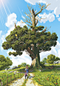 The ancient tree, Lorenzo Lanfranconi : It started like a study piece, it continued like a Ghibli inspired piece, it finished like "ok...stop..."