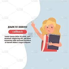 一组男孩和女孩上小学或中学。回到学校的概念，孩子们的性格。矢量插图在平面风格“n“n