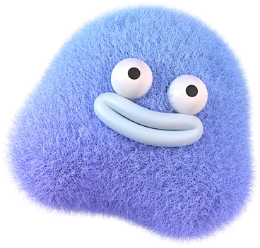 plush blue creature with playful eyes and a quirky grin PNG, SVG-花瓣网