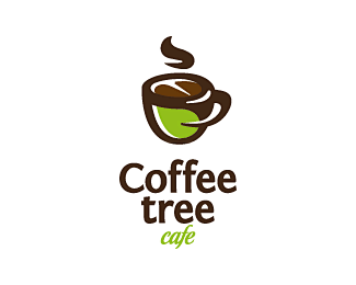 标志说明：叶子咖啡馆logo标志设计