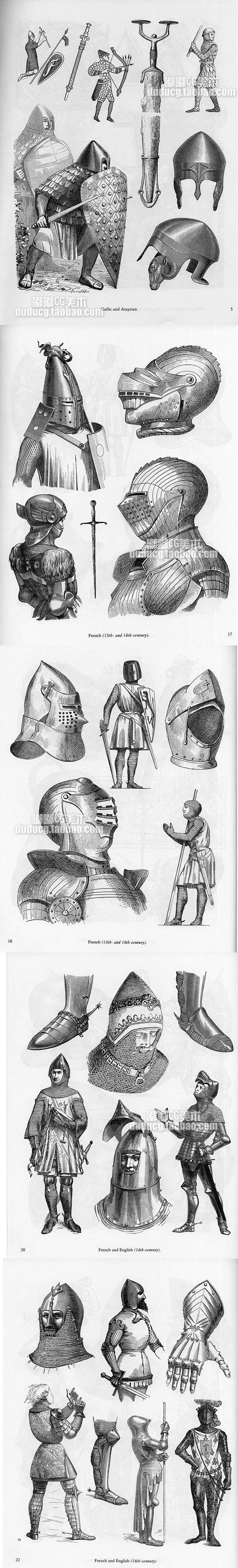 886 美术绘画素材 中世纪铠甲盔甲战士...