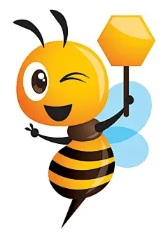 Descargar abeja linda de dibujos animados sosteniendo un letrero de panal de miel que muestra la mano de la victoria gratis