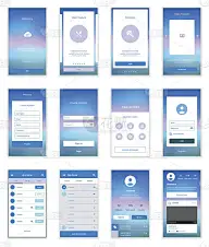 手机屏幕用户界面工具包。现代用户界面UX, UI