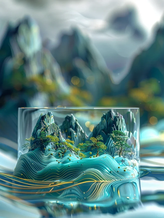 【AI关键词分享】中国风的创意山水画立体感 - 小红书-花瓣网