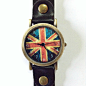 British Flag Watch, UK flag, Retro Leather Watch, Mens Watch, Women Watches, Unisex Watch, Boyfriend Watch