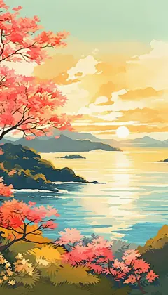 花卉清新糖果色24节气风景立春插画