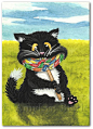 SummerTuxedo Cat Lollypop Humor  Art Print or ACEO by AmyLynBihrle, $8.99: 