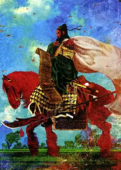 天勇星大刀关胜 关胜是三国名将关羽的后代，使一把青龙偃月刀，精通兵法。原来是蒲东的巡检，后被蔡太师调往梁山泊攻打宋江。关胜一人大战林冲、秦明两人。宋江不能取胜。呼延灼用假投降的办法引关胜兵马进入宋江的大寨，被挠挂钩拖下马鞍活捉。关胜感到宋江有胆识重义气，便归顺了梁山。蔡京调兵进攻梁山，关胜杀败单廷，单廷便投降了梁山。受招安后，关胜被封为大名府正兵马总管。在梁山泊英雄中排马军五虎将第一位。