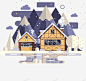 黄色卡通夜晚雪屋装饰矢量图高清素材 设计图片 页面网页 平面电商 创意素材 png素材