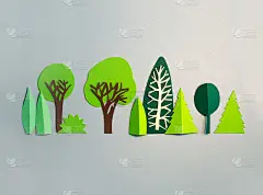 剪纸的设计。公园里有树。抽象的背景