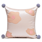 兿品|样板间抱枕儿童粉色拼花朵图形撞色靠枕|手工毛线球可爱方枕-淘宝网