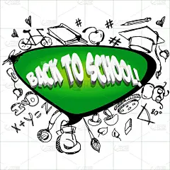 回学校!在一个孤立的白色背景上手绘的多色体文本。创意海报或横幅。