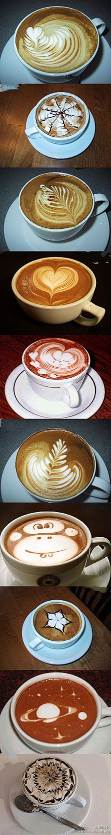 咖啡拉花的艺术】每一杯的咖啡拉花，都有一...