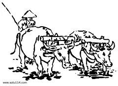 双牛传统农耕线稿_3019668278