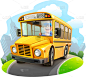 校车,乐趣,巴士,可爱的,汽车,迅速,篷车,儿童,童年,蜘蛛网