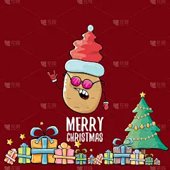 可爱的,褐色,卡通,漫画,时髦的,蔬菜,食品,品牌名称,圣诞老公,微笑