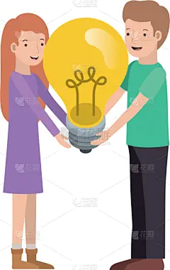 伴侣,电灯泡,头像,性格,创造力,分离着色,男孩,可爱的,黄色,人