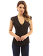 PattyBoutik Women's V Neck Flutter Sleeve Tank Blouse (Off-White L) at Amazon Women’s Clothing store:
