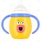 C4D-3D拟人物品装饰贴纸-奶瓶