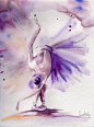 Original Watercolor Painting Ballerina Painting by CanotStop: 