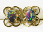 Solid Black Opal set in 18k yellow gold Earring CF1194