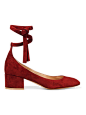 Gianvito Rossi - 绒面革中跟鞋 : 鞋跟高约 4.5 厘米
 红色绒面革
 踝部系带
 意大利制造