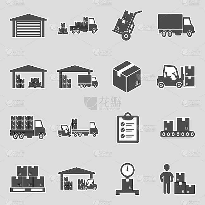 仓库的图标。贴纸设计。矢量插图。