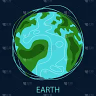 地球的星球。太阳系的第三颗行星。空间对象。矢量插图在深蓝色的背景设计和网页。