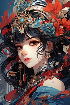 国潮戏曲女孩插画形象