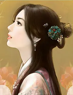 中国风 古典风格 游戏手绘 插画 手绘 优雅 唯美 小清新 花样美男美女@北坤人素材