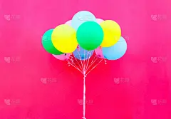 热气球,多色的,粉色背景,美,水平画幅,美人,符号,气球,生日,明亮