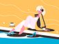 Stylish young girl character coffee cup sitting girl young stylish kit8 flat vector illustration
