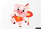 猪年卡通2019红色喜庆红包发财小猪01模板平面设计