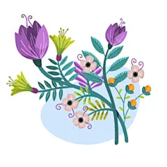 色彩鲜艳的手绘风格植物插画
