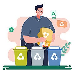 垃圾分类插画环保人物素材