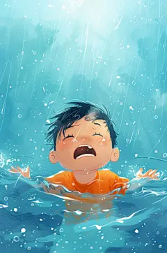 AI数字艺术夏季防溺水插画