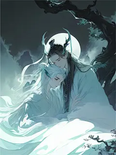 古风插画 | 明月高悬照碧空 神仙伴侣舞云端 - 小红书